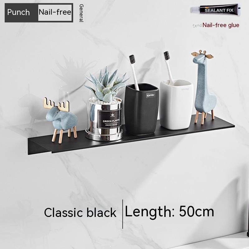 Nordic Non‑Perforated Wall‑Mounted Shower & Mirror Storage Rack – Space‑Saving Organizer