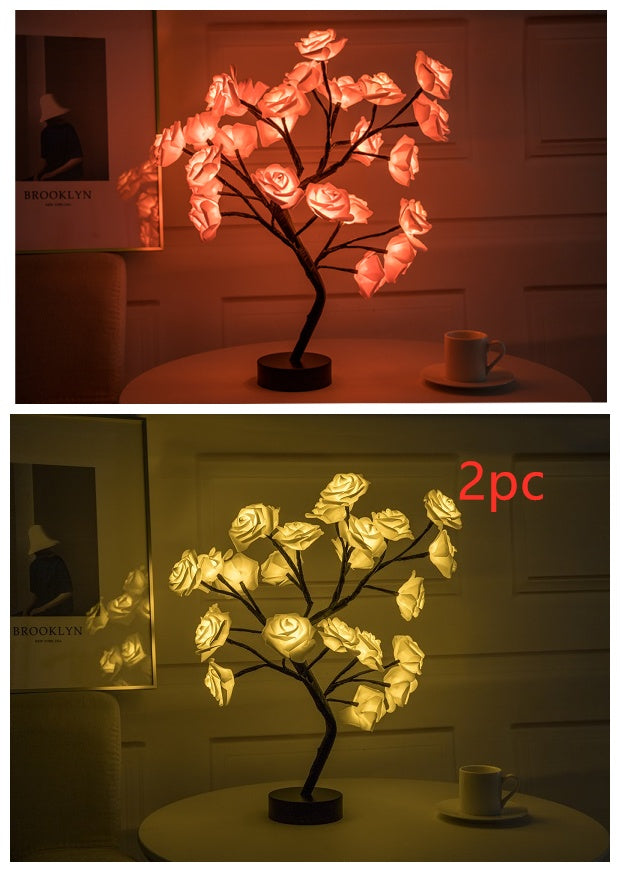 Romantic LED Rose Tree Lamp – USB & Battery-Powered Bonsai Flower Night Light