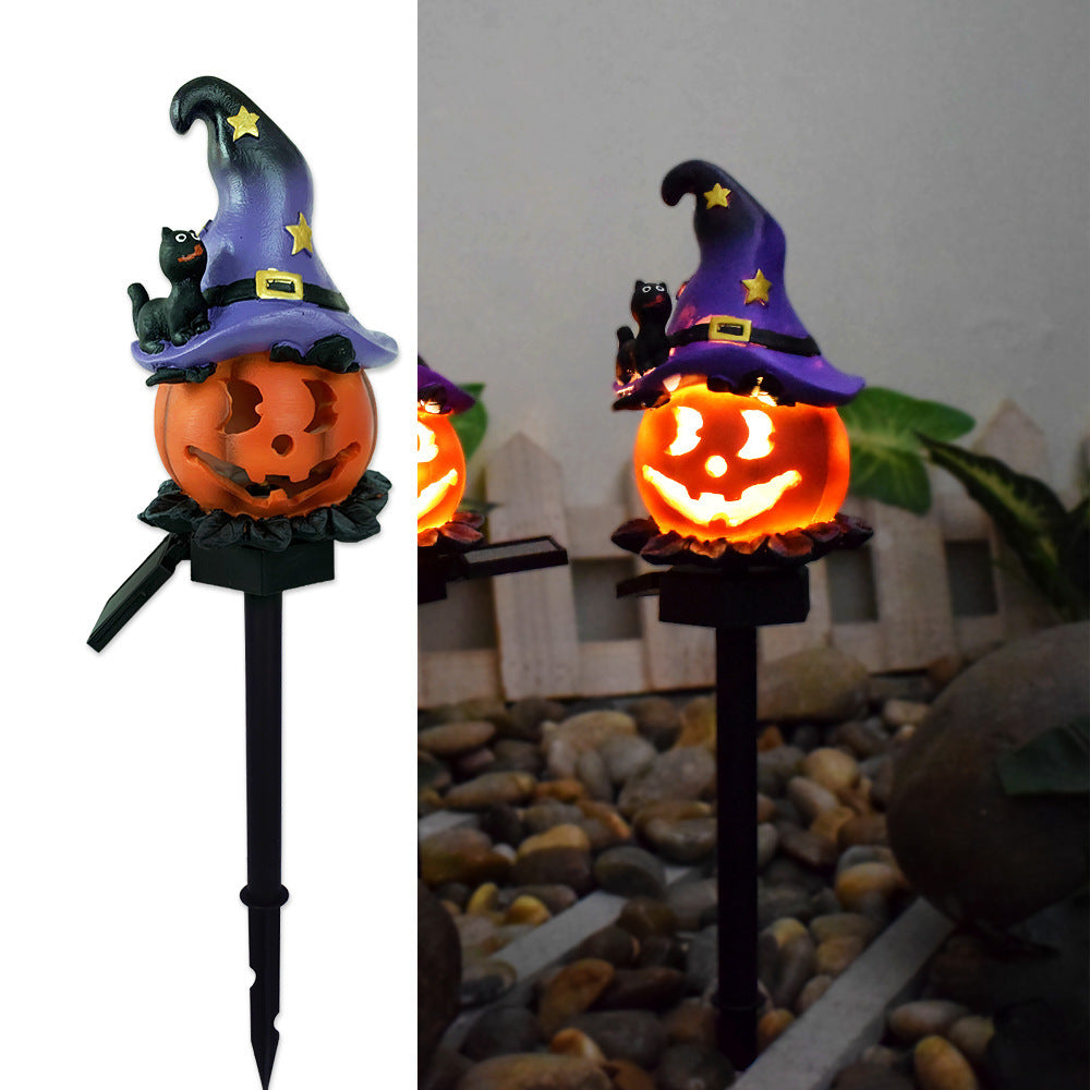 Creative Solar Outdoor Garden Halloween Pumpkin Lantern ā Resin Handicraft Festival Insert Light