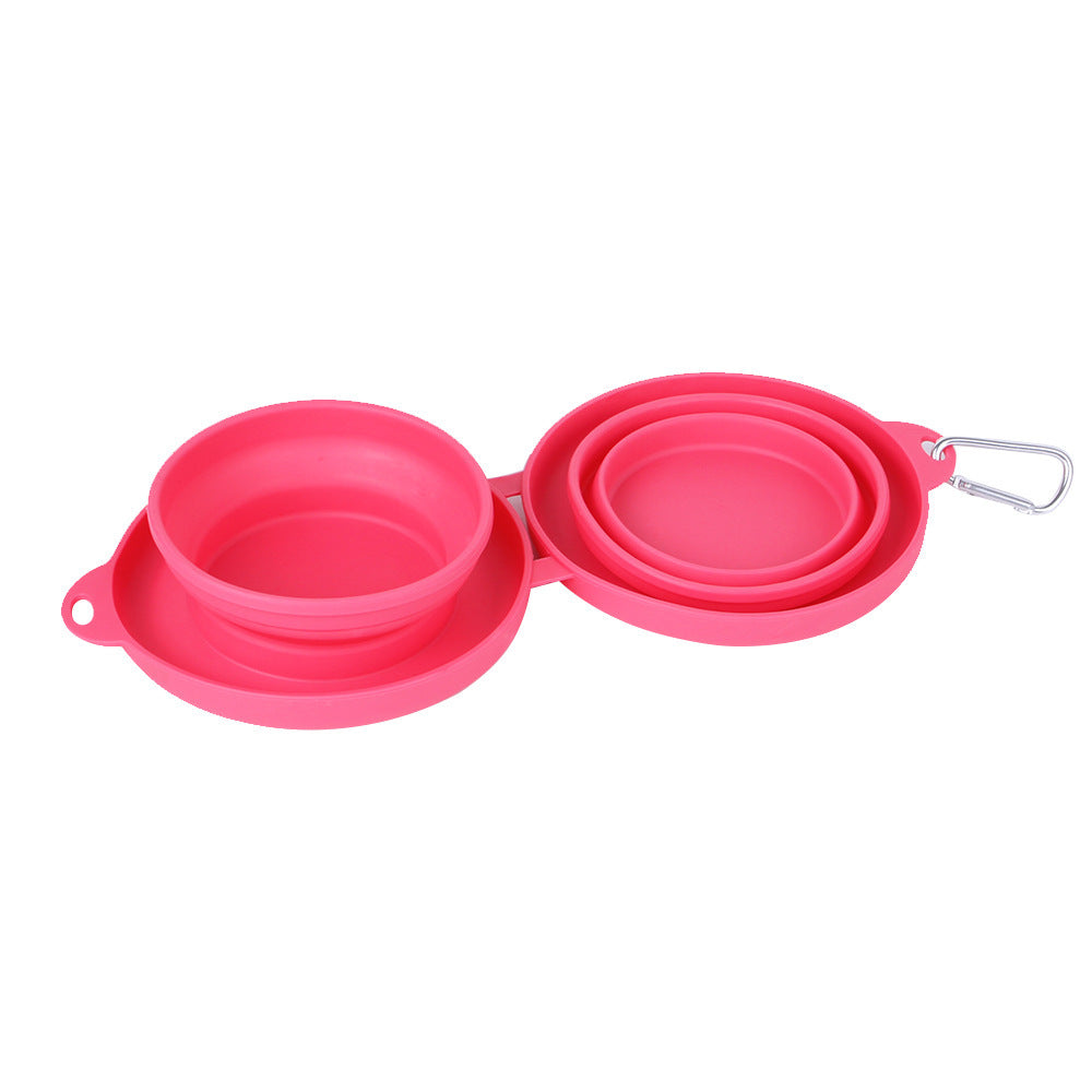 Foldable Double Pet Bowl – Compact Travel Food & Water Feeder