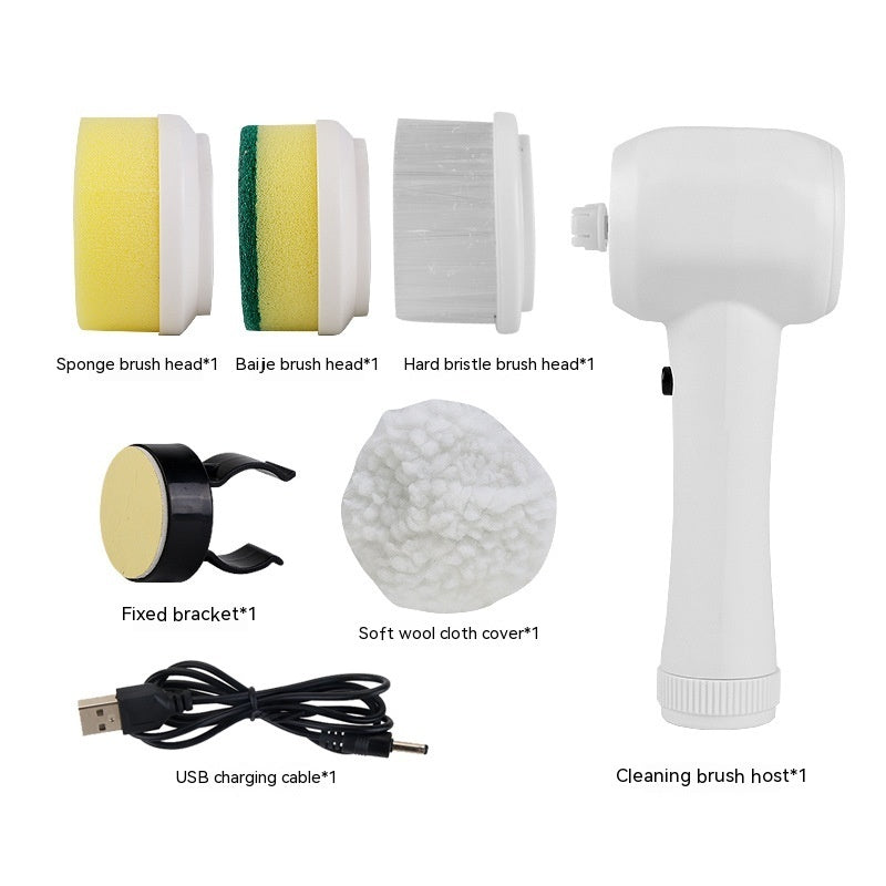 4‑in‑1 Cordless Electric Spinning Scrubber – USB Rechargeable Multi-Head Cleaning Brush