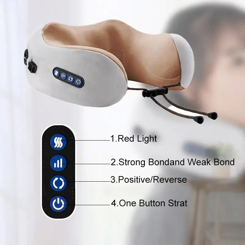 U-Shaped Electric Neck Massager Pillow โ Heated Shiatsu Relief