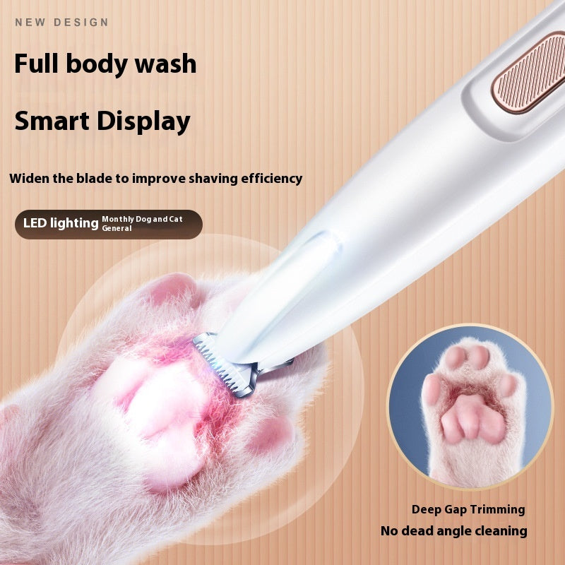 Waterproof Dog Paw Trimmer – LED Light & Rechargeable Grooming Tool