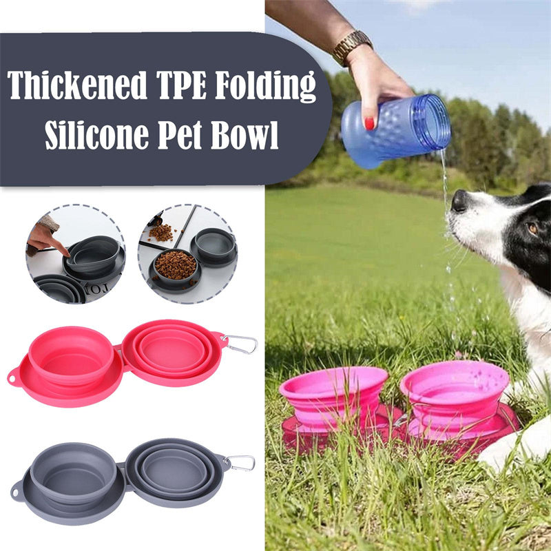 Foldable Double Pet Bowl – Compact Travel Food & Water Feeder
