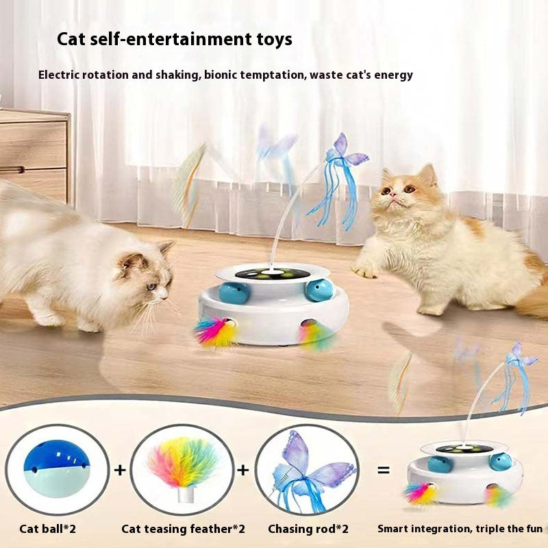 Electric Spinning Turntable Cat Toy – USB Rechargeable Interactive Game for Indoor Cats
