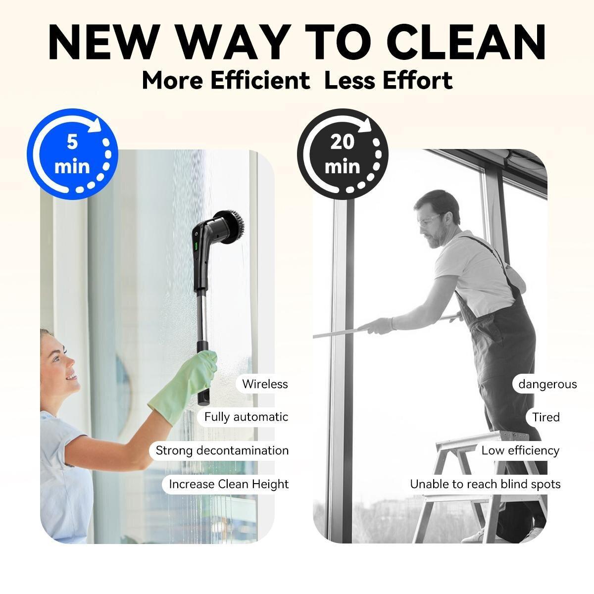 Electric Cleaning Brush 4‑in‑1 Spinning Scrubber – Cordless Cleaning Tool