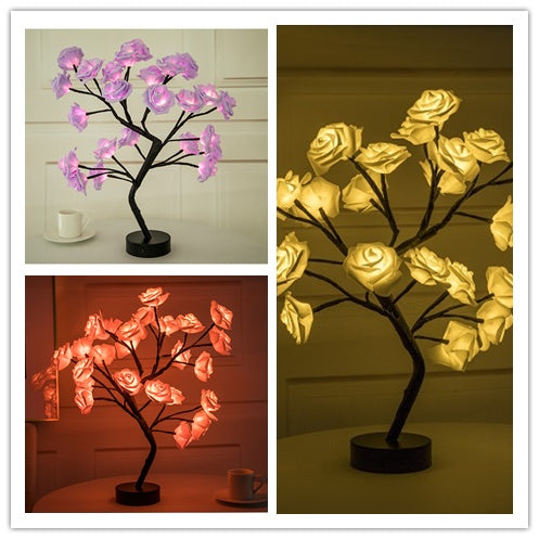 Romantic LED Rose Tree Lamp – USB & Battery-Powered Bonsai Flower Night Light