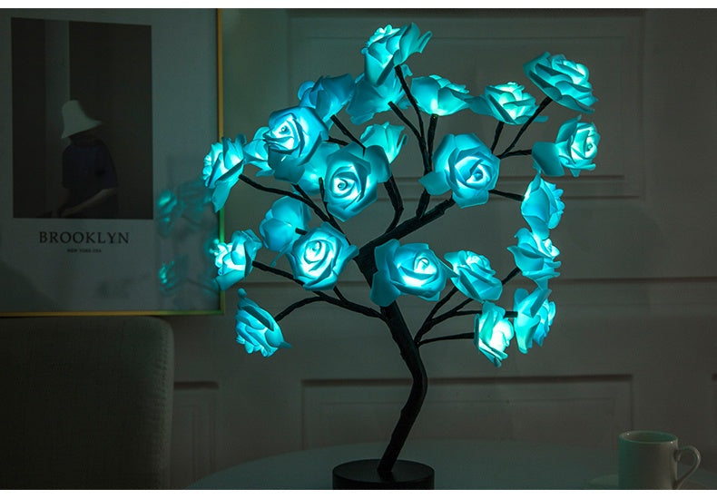 Romantic LED Rose Tree Lamp – USB & Battery-Powered Bonsai Flower Night Light