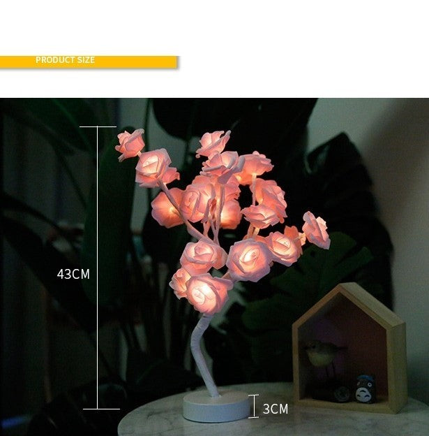Romantic LED Rose Tree Lamp – USB & Battery-Powered Bonsai Flower Night Light