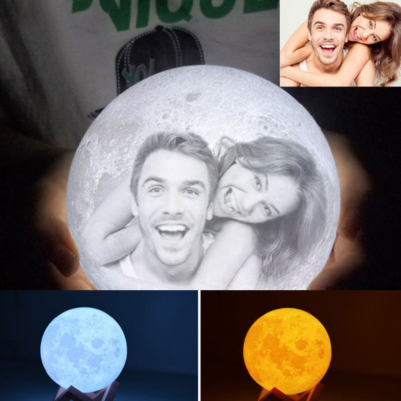 Rambery Moon Lamp – Rechargeable 3‑Color 3D Night Light