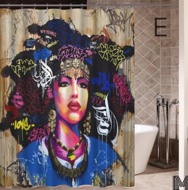 Graffiti African Girl Shower Curtain – Bold Hip-Hop Urban Art for Bathroom Decor
