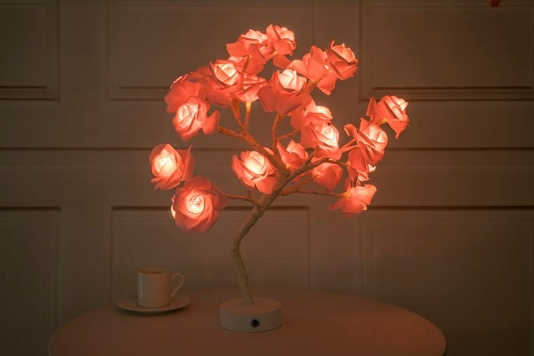 Romantic LED Rose Tree Lamp – USB & Battery-Powered Bonsai Flower Night Light