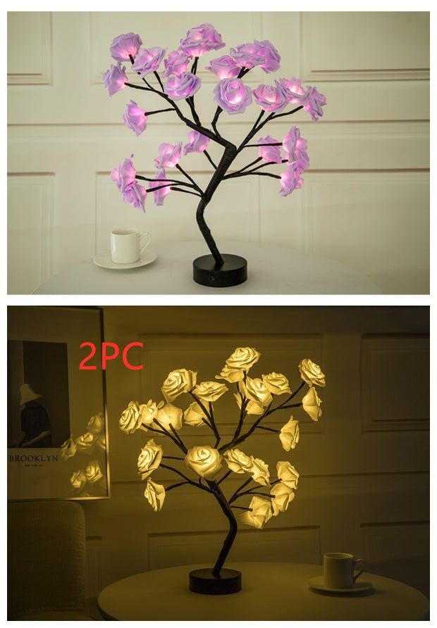 Romantic LED Rose Tree Lamp – USB & Battery-Powered Bonsai Flower Night Light