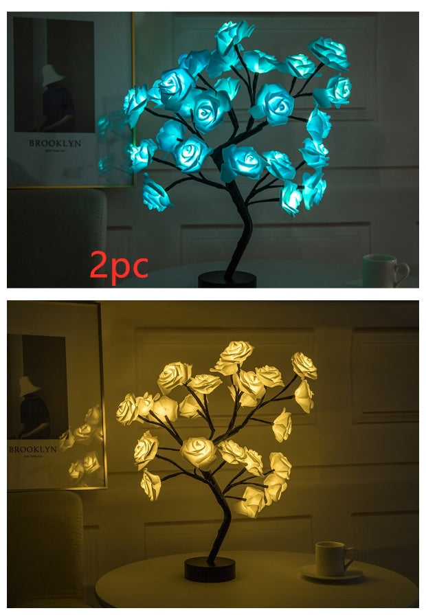 Romantic LED Rose Tree Lamp – USB & Battery-Powered Bonsai Flower Night Light