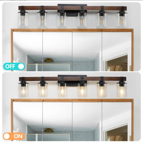 42″ Rustic 6-Light Vanity Light – Farmhouse Industrial Wall Sconce