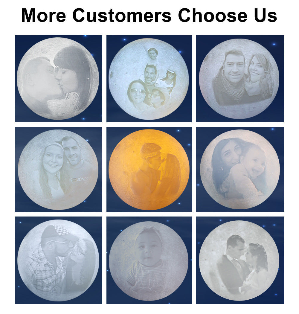 Rambery Moon Lamp – Rechargeable 3‑Color 3D Night Light