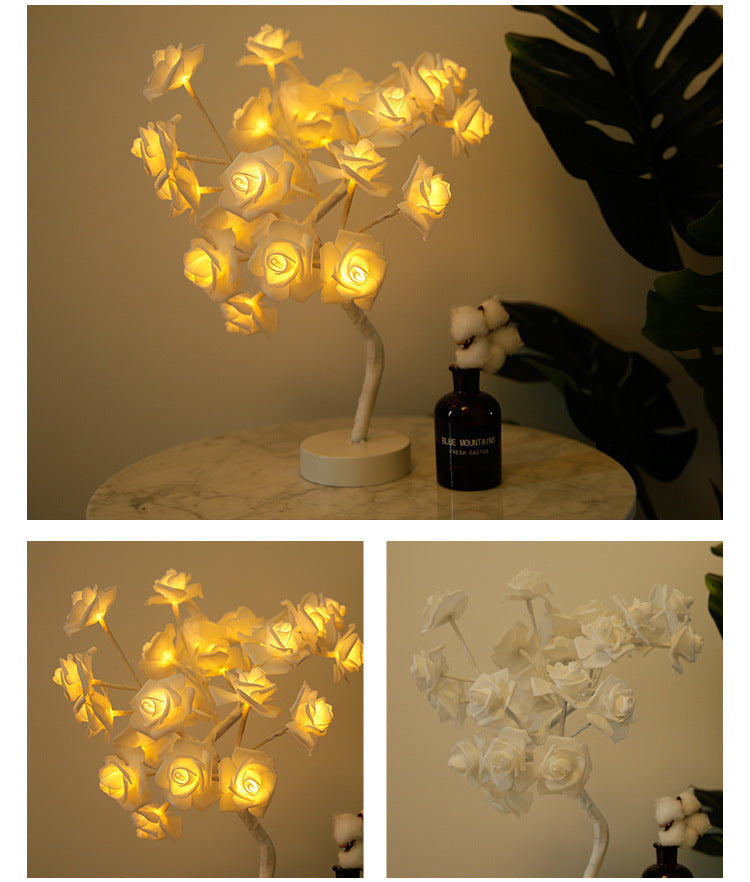 Romantic LED Rose Tree Lamp – USB & Battery-Powered Bonsai Flower Night Light