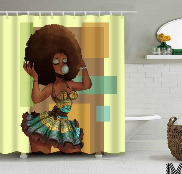 Graffiti African Girl Shower Curtain – Bold Hip-Hop Urban Art for Bathroom Decor