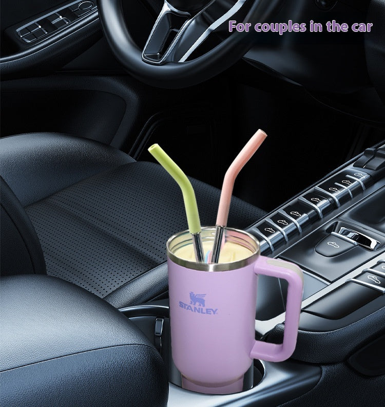 40 oz Vacuum-Insulated Stainless Steel Tumbler with Double-Layer Silicone Liner