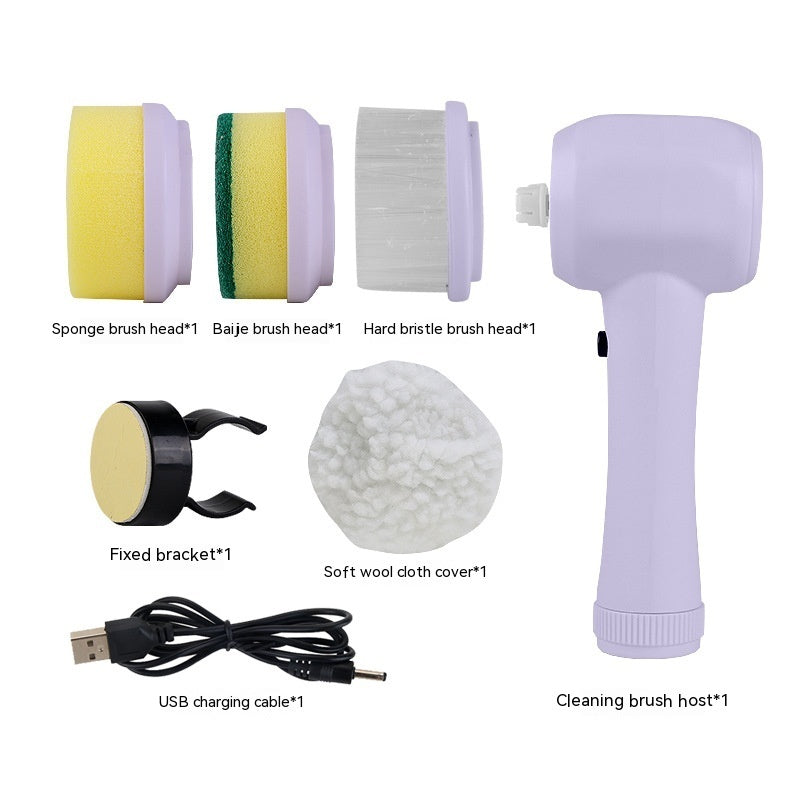 4‑in‑1 Cordless Electric Spinning Scrubber – USB Rechargeable Multi-Head Cleaning Brush