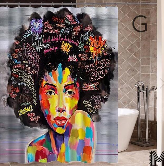 Graffiti African Girl Shower Curtain – Bold Hip-Hop Urban Art for Bathroom Decor