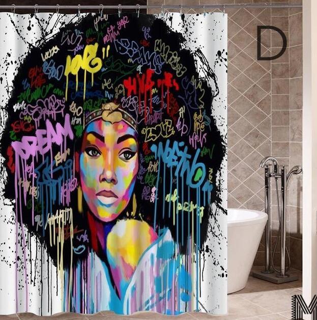 Graffiti African Girl Shower Curtain – Bold Hip-Hop Urban Art for Bathroom Decor
