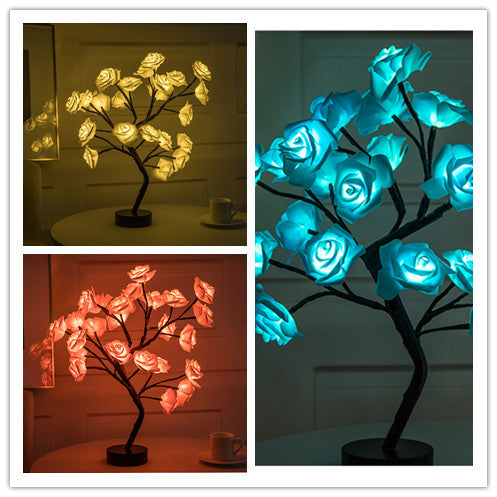 Romantic LED Rose Tree Lamp – USB & Battery-Powered Bonsai Flower Night Light