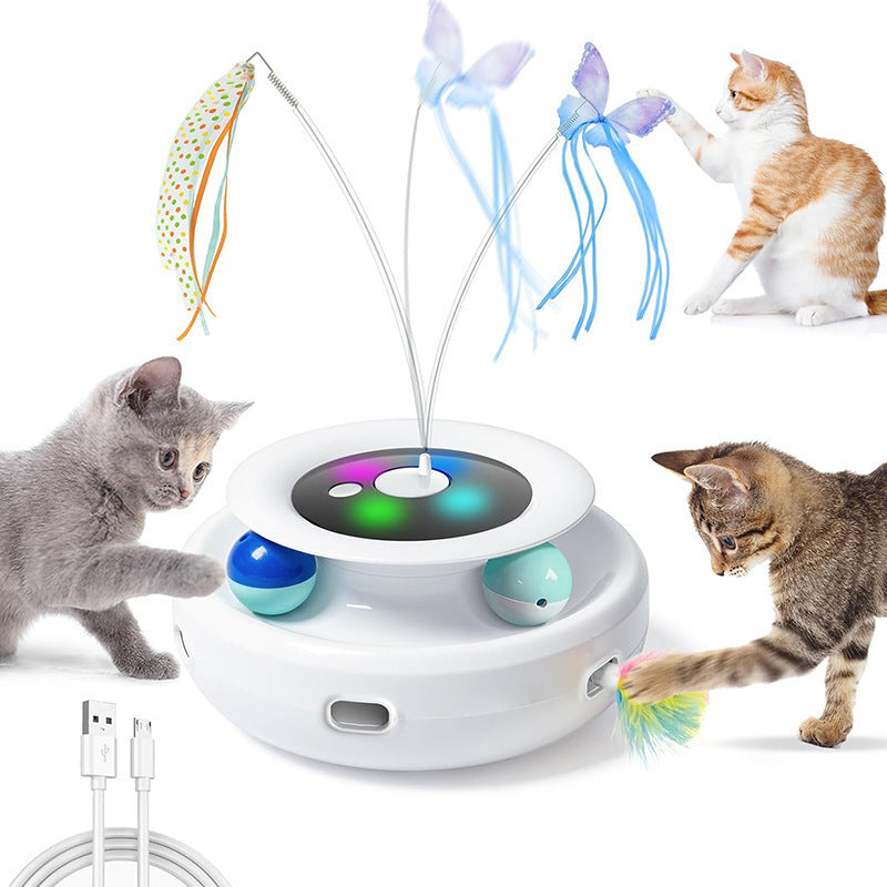 Electric Spinning Turntable Cat Toy – USB Rechargeable Interactive Game for Indoor Cats