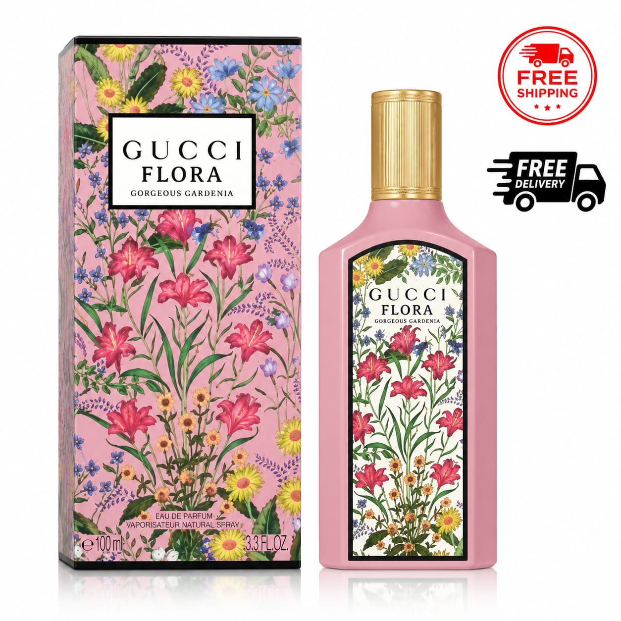 Gucci Flora Gorgeous Gardenia Eau de Parfum for Women – 3.3 fl oz / 100 ml