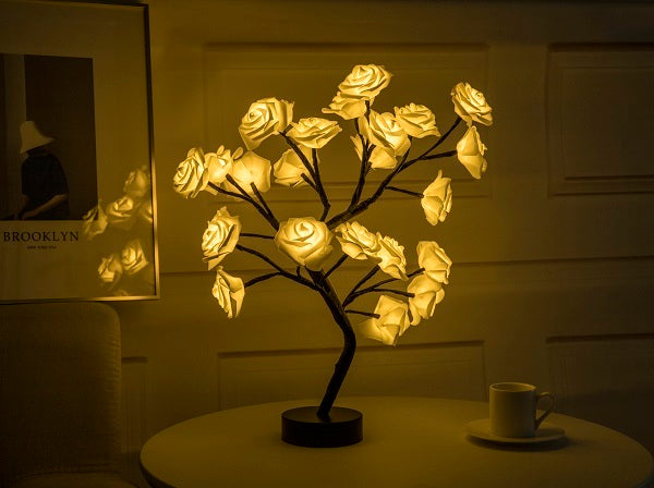 Romantic LED Rose Tree Lamp – USB & Battery-Powered Bonsai Flower Night Light