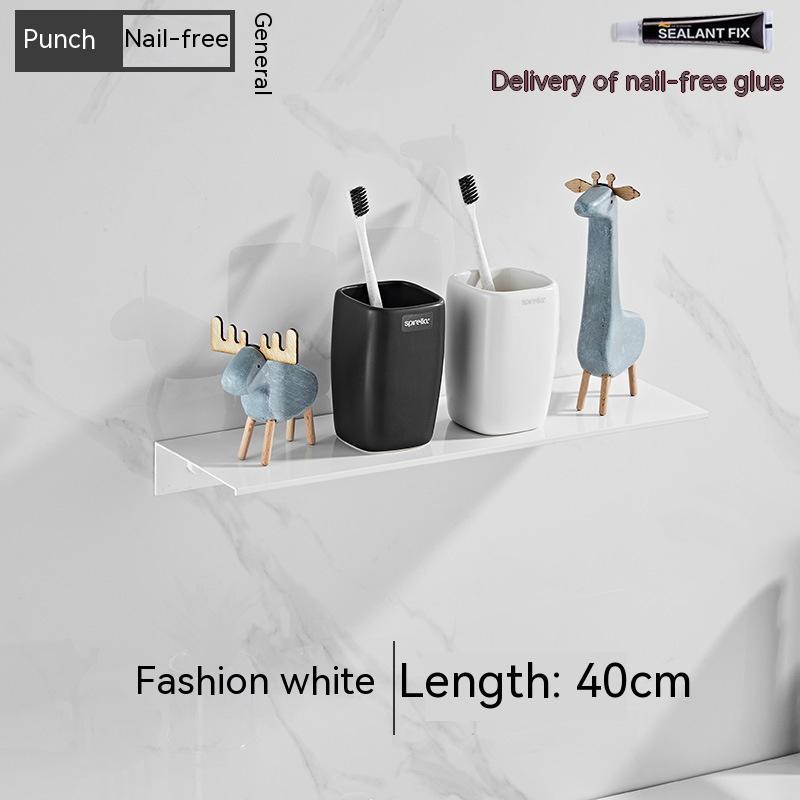 Nordic Non‑Perforated Wall‑Mounted Shower & Mirror Storage Rack – Space‑Saving Organizer