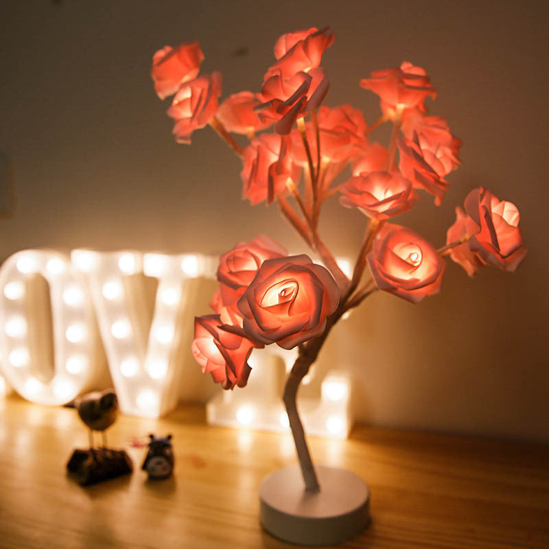 Romantic LED Rose Tree Lamp – USB & Battery-Powered Bonsai Flower Night Light