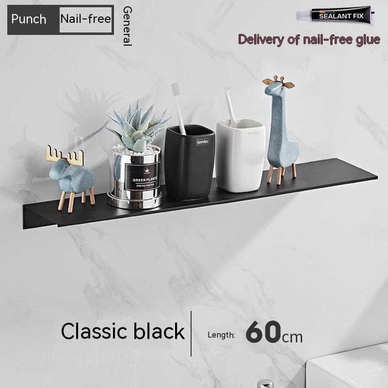 Nordic Non‑Perforated Wall‑Mounted Shower & Mirror Storage Rack – Space‑Saving Organizer