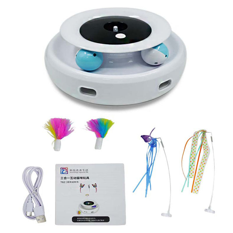 Electric Spinning Turntable Cat Toy – USB Rechargeable Interactive Game for Indoor Cats