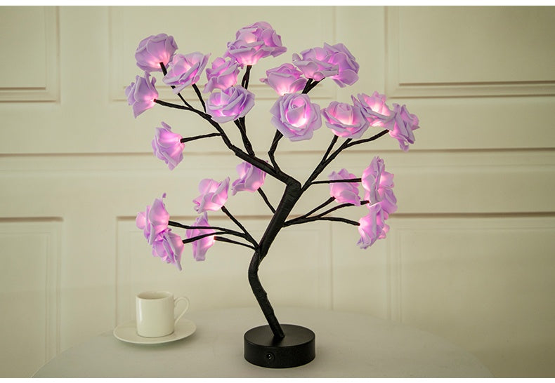 Romantic LED Rose Tree Lamp – USB & Battery-Powered Bonsai Flower Night Light