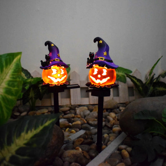 Creative Solar Outdoor Garden Halloween Pumpkin Lantern – Resin Handicraft Festival Insert Light