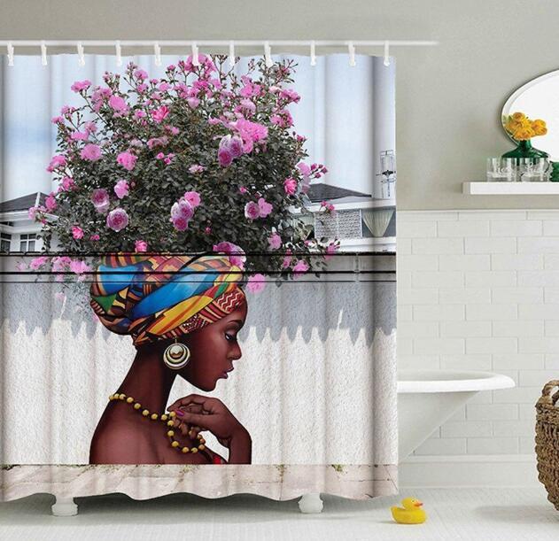 Graffiti African Girl Shower Curtain – Bold Hip-Hop Urban Art for Bathroom Decor