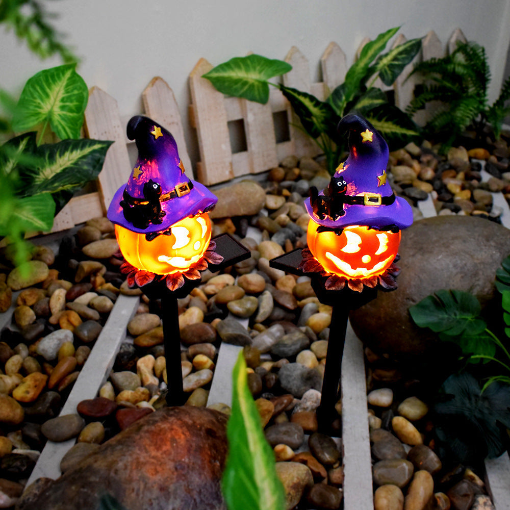 Creative Solar Outdoor Garden Halloween Pumpkin Lantern – Resin Handicraft Festival Insert Light