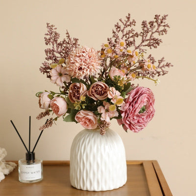Retro Finished Artificial Floral Arrangement – Vintage Silk Flower Decor for Home & Event Styling