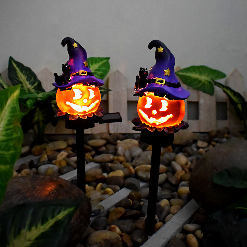 Creative Solar Outdoor Garden Halloween Pumpkin Lantern – Resin Handicraft Festival Insert Light