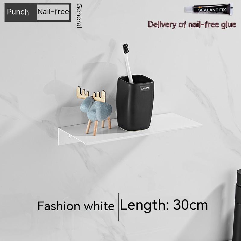 Nordic Non‑Perforated Wall‑Mounted Shower & Mirror Storage Rack – Space‑Saving Organizer