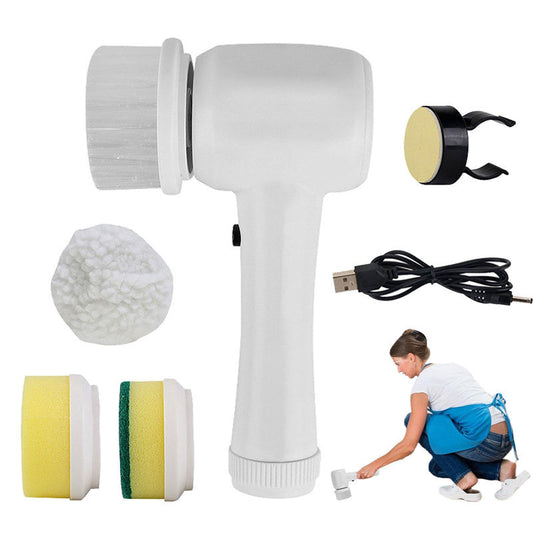 4‑in‑1 Cordless Electric Spinning Scrubber – USB Rechargeable Multi-Head Cleaning Brush