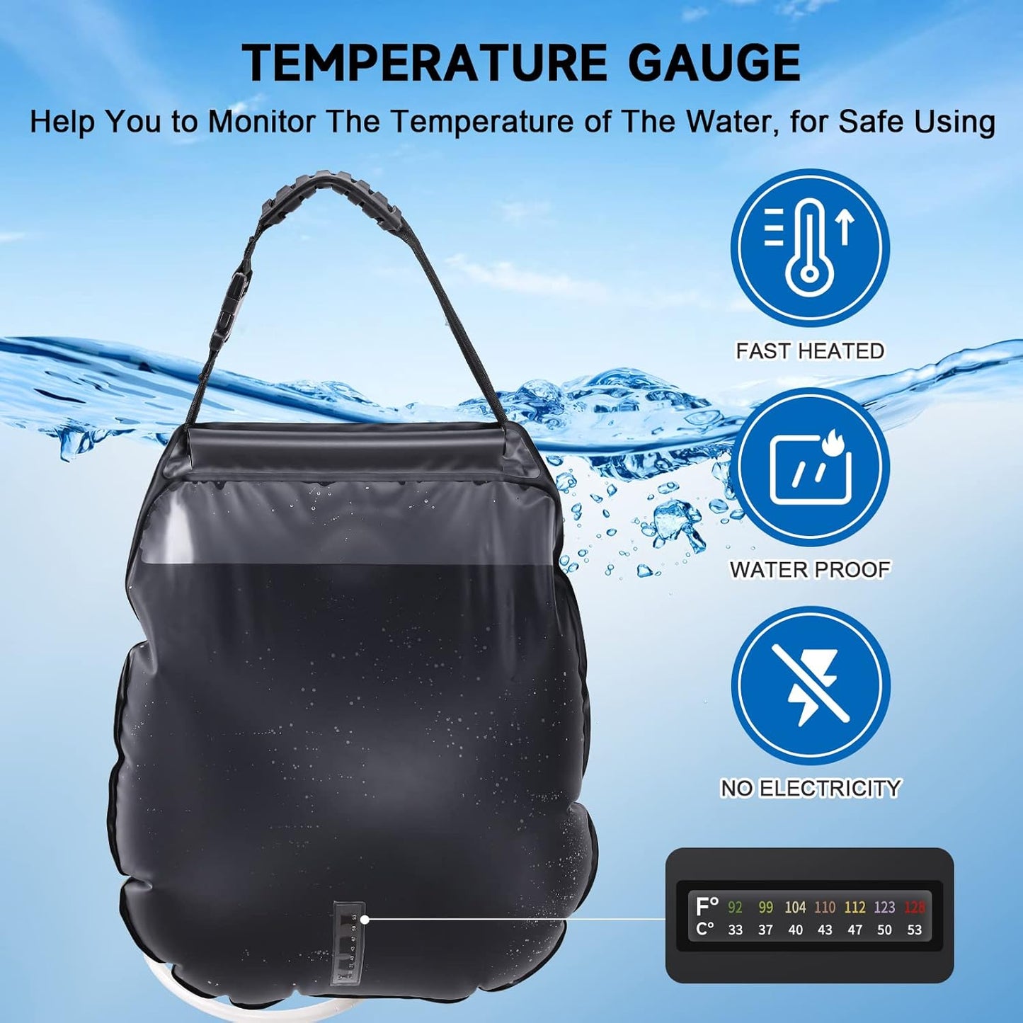 Warm Outdoor Bath Anywhere – Solar Shower Bag 20 L 🏕️