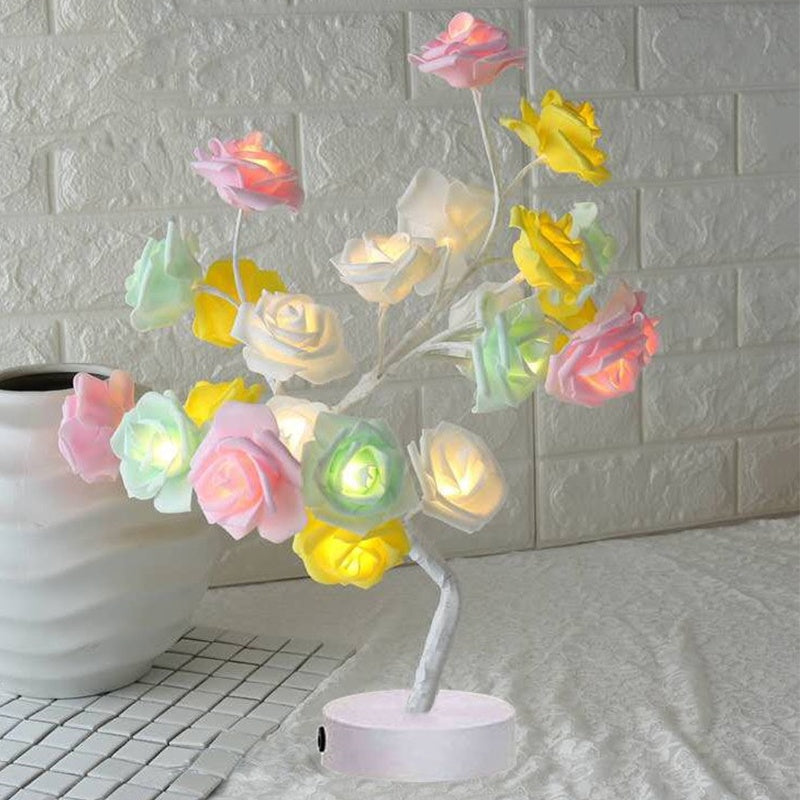 Romantic LED Rose Tree Lamp – USB & Battery-Powered Bonsai Flower Night Light