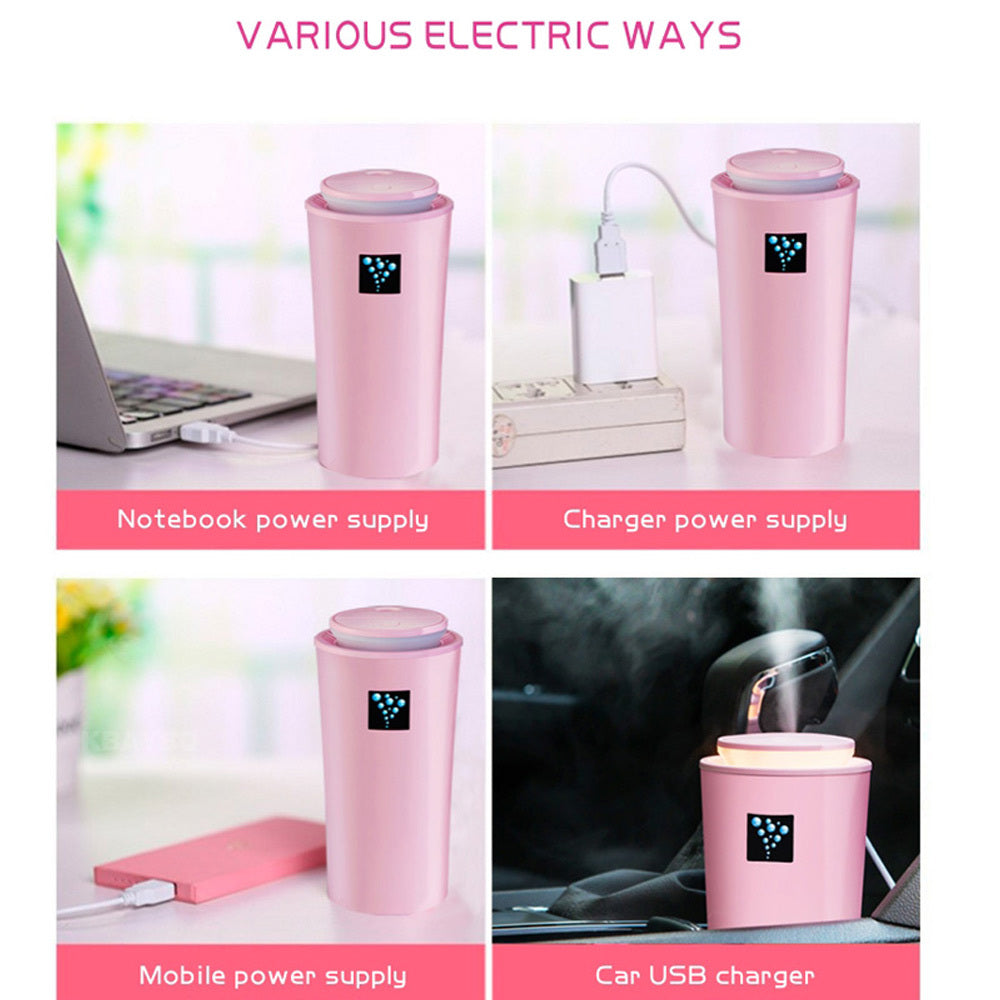 USB Car Humidifier & Aroma Diffuser – LED Night Light with Ultrasonic Mist
