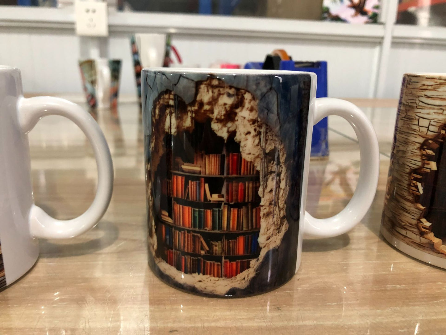 3D Bookshelf Ceramic Coffee Mug 📚