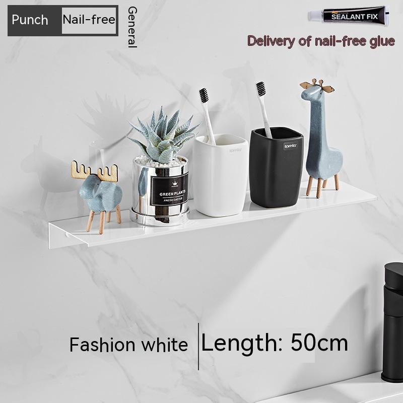 Nordic Non‑Perforated Wall‑Mounted Shower & Mirror Storage Rack – Space‑Saving Organizer