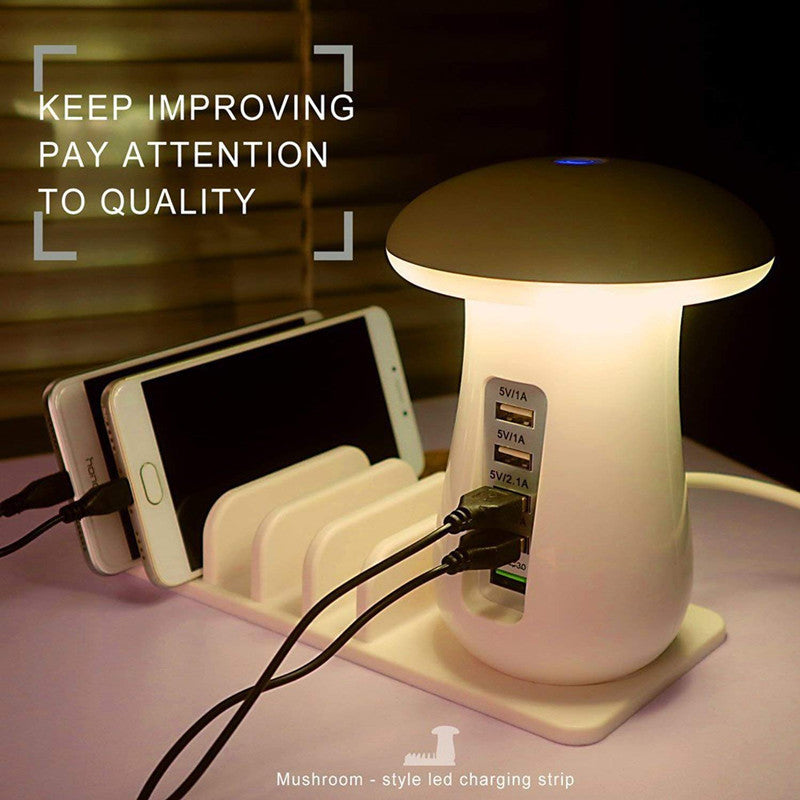 2-in-1 Multifunction Mushroom Lamp with USB Charger – LED Desk Light & Charging Station