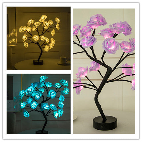 Romantic LED Rose Tree Lamp – USB & Battery-Powered Bonsai Flower Night Light