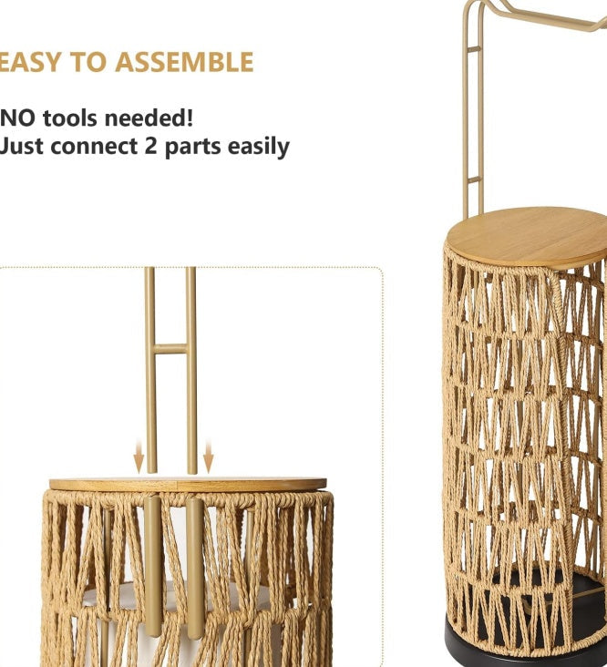 Freestanding Woven 3‑Roll Toilet Paper Holder – Boho Bathroom Stand 🧺